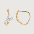Leafy Shine Gold & Diamond Hoop Earrings,,hi-res view 4