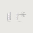 Triple Glow Silver Stud Earrings,,hi-res view 4