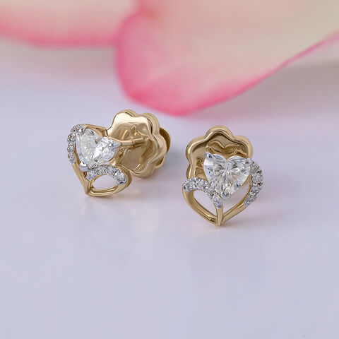 Heartfelt Radiance 14 kt gold & Diamond Stud Earrings