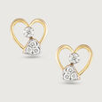 Heart Glow Gold & Diamond Stud Earrings,,hi-res view 3