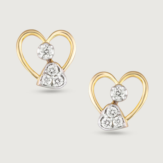 Heart Glow Gold & Diamond Stud Earrings,,hi-res image number null