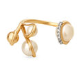 14KT Pearl and Diamond Finger Ring,,hi-res view 2
