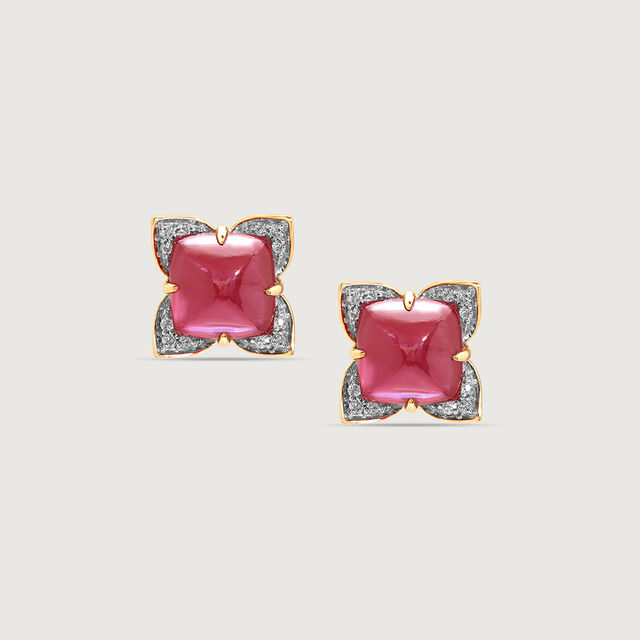 Scarlet Blooms Ruby & Diamond 14KT Stud Earrings,,hi-res view 3