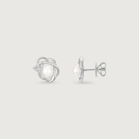 Petal Grace Silver Stud Earrings