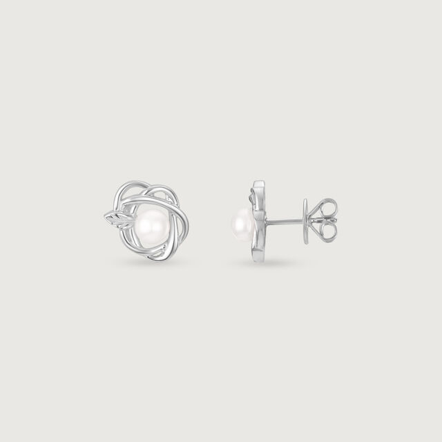 Petal Grace Silver Stud Earrings,,hi-res image number null