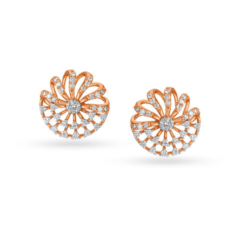 18KT Rose Gold Best Of Both Worlds Stud Earrings