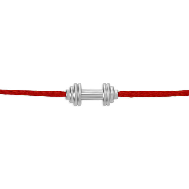 925 Silver Dumbbell Rakhi for Bodybuilder Bhai,,hi-res image number null