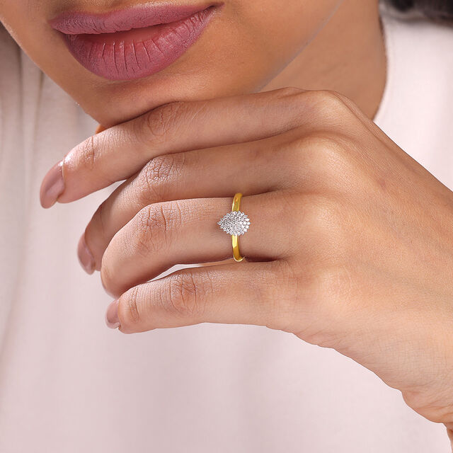 Teardrop Sparkle Gold & Diamond Finger Ring,,hi-res image number null