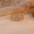 Luxe Link Gold & Diamond Finger Ring,,hi-res view 1