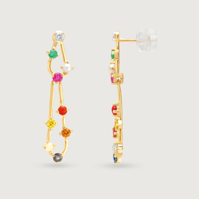 Contemporary Gemstone Cascade 14KT Drop Earrings,,hi-res image number null