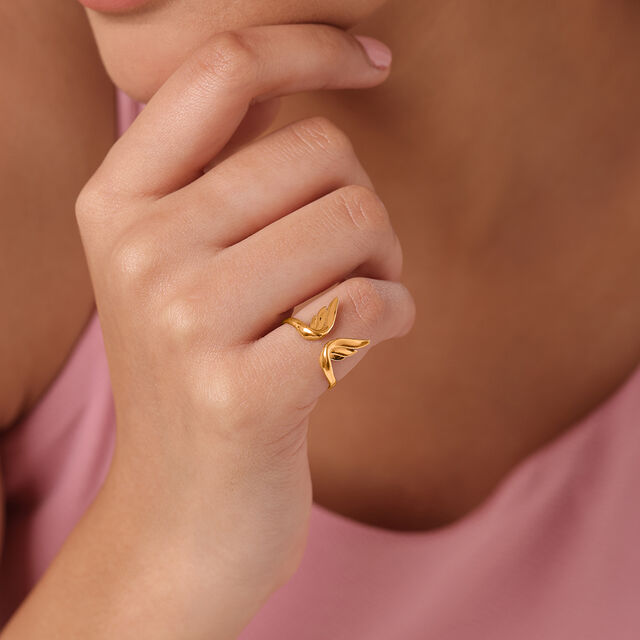 Whimsical Butterfly 14KT Gold Finger Ring for Her,,hi-res image number null