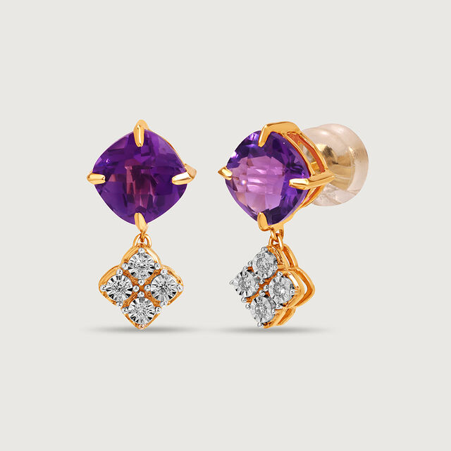 Moonlit Martini 14KT Diamond & Amethyst Drop Earrings,,hi-res image number null