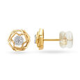 14KT Yellow Gold Brilliant Layered Diamond Stud Earrings,,hi-res view 2