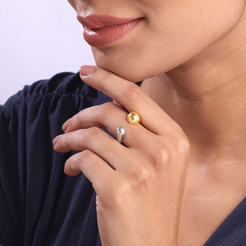 Dual Tone Sphere Silver Ring alternate view 1
