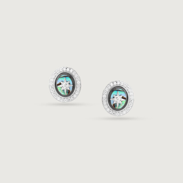 Starry Ocean Silver Stud Earrings,,hi-res image number null