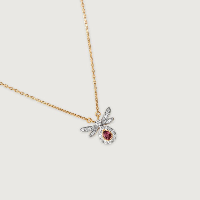 Whimsical Wings 14 Kt Gold & Gemstone Pendant with Chain,,hi-res image number null