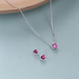 Fierce Flirty Silver Earrings and Necklace Set,,hi-res view 1