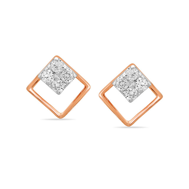 14KT Rose Gold Fine Geometric Diamond Stud Earrings,,hi-res image number null