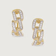Twist Charm Gold & Diamond Hoop Earrings,,hi-res view 3