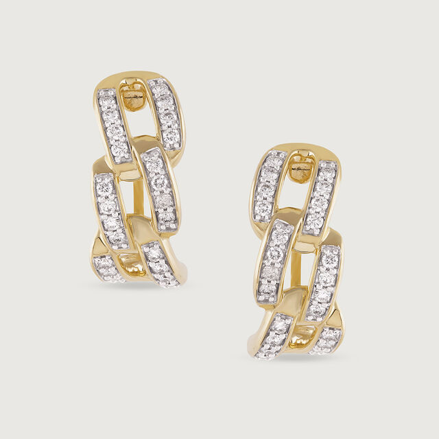 Twist Charm Gold & Diamond Hoop Earrings,,hi-res image number null