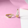 Sleek Chic Gold & Diamond Hoop Earrings,,hi-res view 1