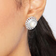 Vintage Pearl Silver Stud Earrings,,hi-res view 2