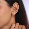 Modern Flow Gold & Diamond Stud Earrings,,hi-res view 2