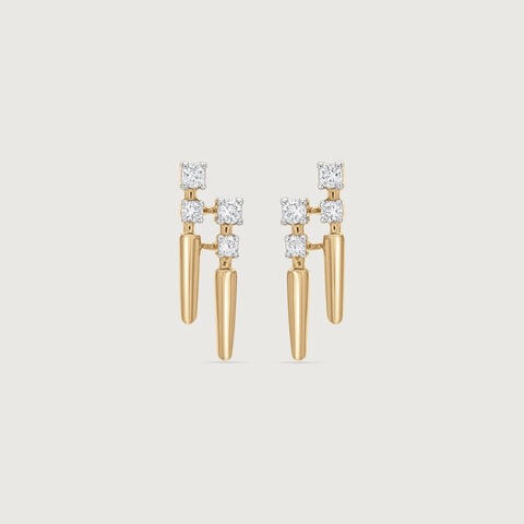 Linear Shift Diamond Stud Earrings