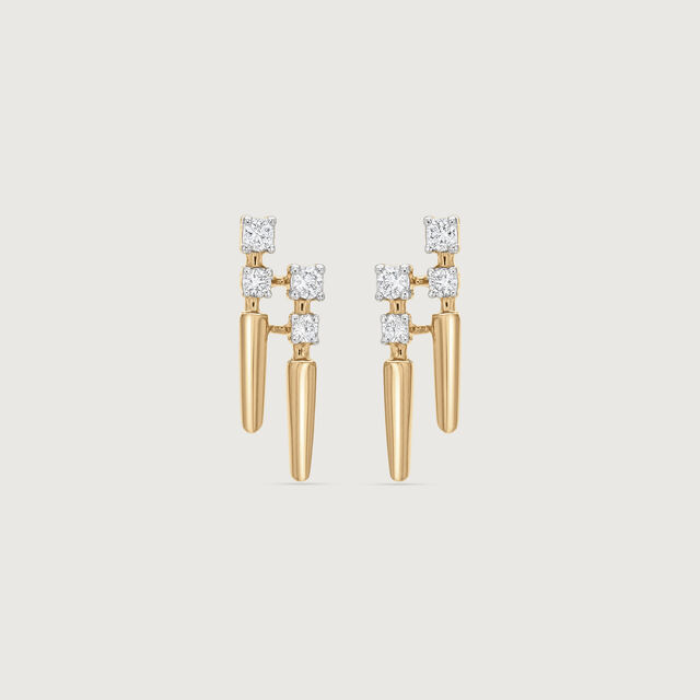 Linear Shift Diamond Stud Earrings,,hi-res image number null