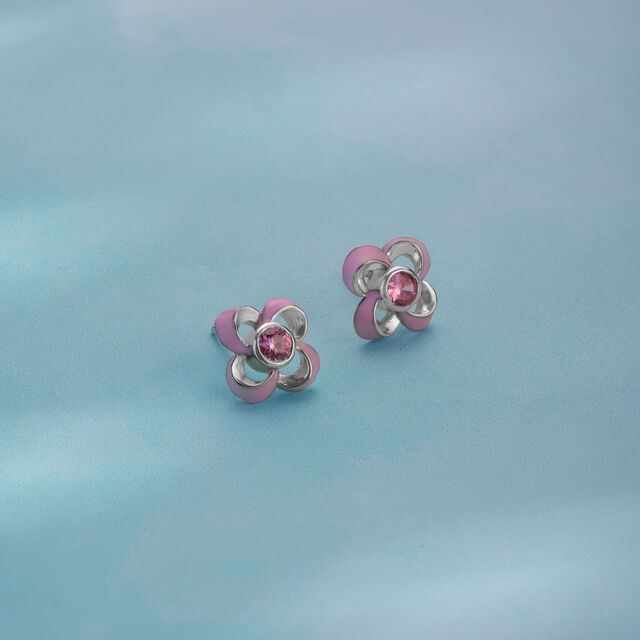 Blush Bloom Silver Stud Earrings,,hi-res image number null