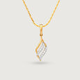 Flowing Wave Gold & Diamond Pendant,,hi-res view 3
