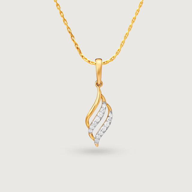 Flowing Wave Gold & Diamond Pendant,,hi-res image number null