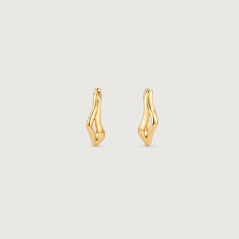 Sculpted Flow Gold Hoop Earrings