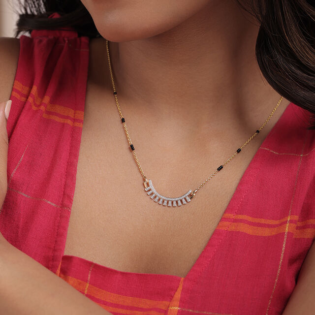 Radiant Arc 14 Kt Gold and Diamond Mangalsutra,,hi-res image number null