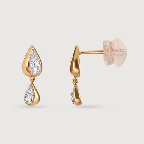 Teardrop Whisper 14 Kt Gold & Diamond Drop Earrings