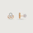 Geometric Honeycomb Gold & Diamond Stud Earrings,,hi-res view 4