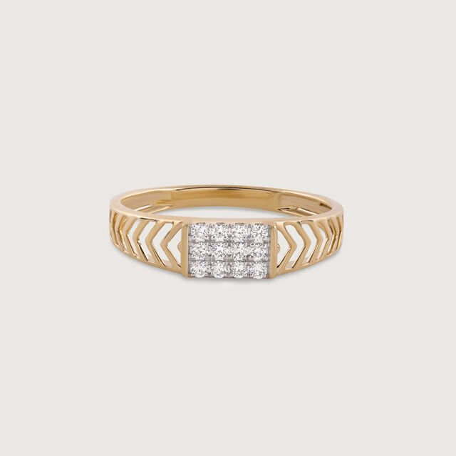 Chevron Shine Gold & Diamond Finger Ring for Men,,hi-res image number null