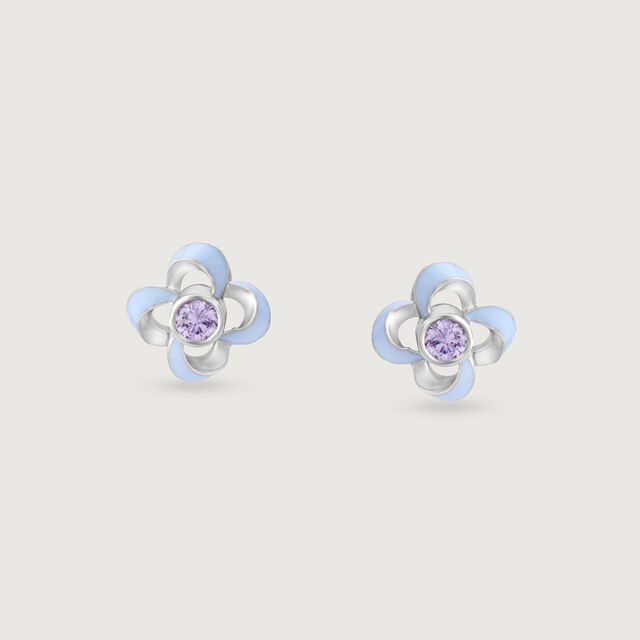 Sky Bloom Silver Stud Earrings,,hi-res image number null