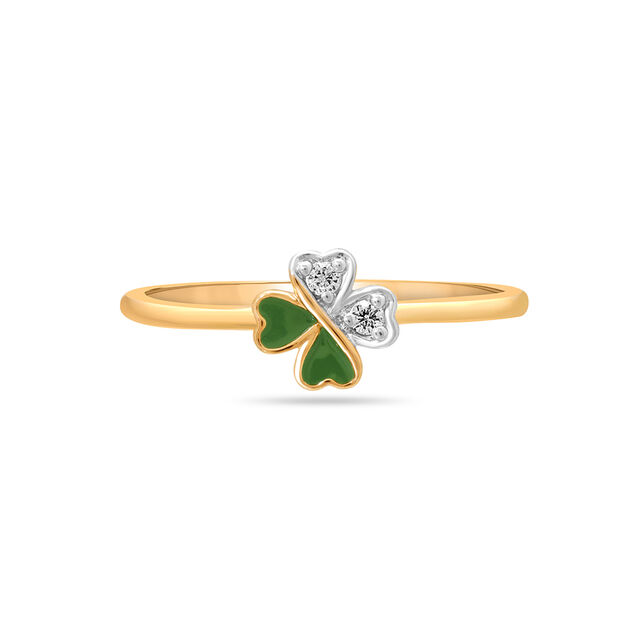 14KT Yellow Gold Clover Marvel Diamond Finger Ring,,hi-res image number null