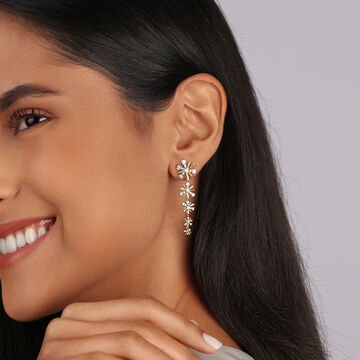 Lustrous Star Drops 14 KT Diamond Drop Earrings