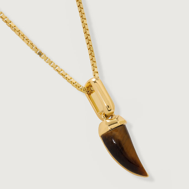 Wild Elegance Tiger Eye 18KT Tusk Pendant,,hi-res image number null