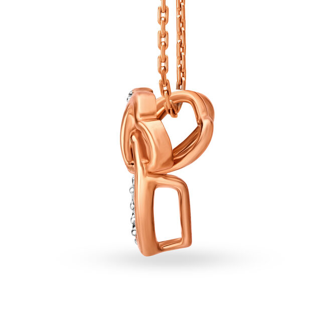 Rose Gold Looped Hearts Pendant With Diamonds,,hi-res image number null
