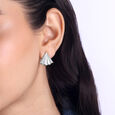 Sparkle Fan Silver Stud Earrings,,hi-res view 2