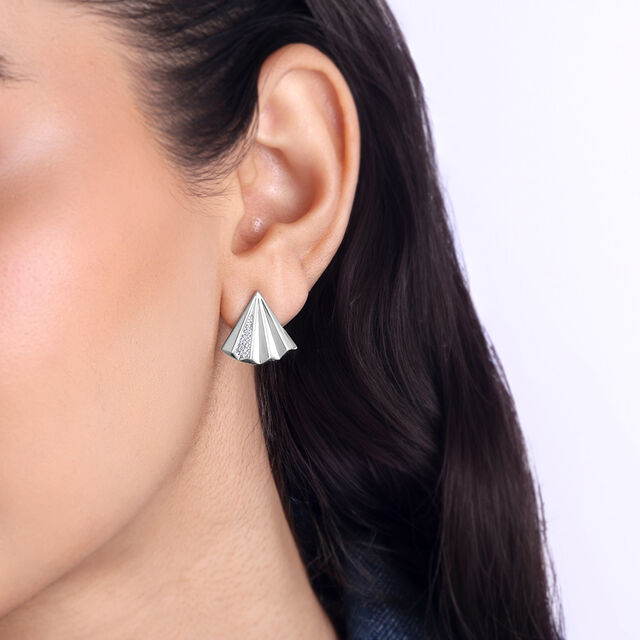 Sparkle Fan Silver Stud Earrings,,hi-res image number null