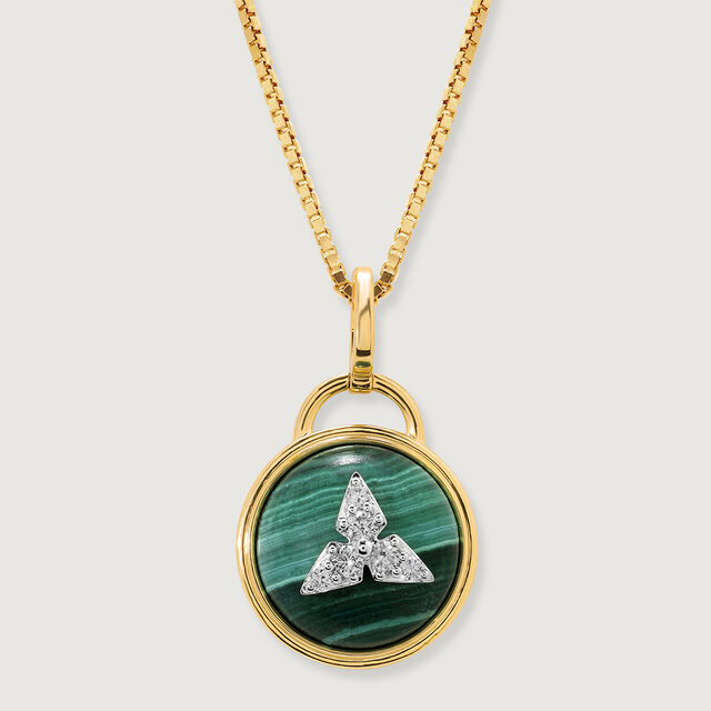 Green Goddess 14 kt Diamond and Malachite Pedant,,hi-res image number null