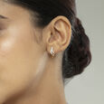 Sleek Chic Gold & Diamond Hoop Earrings,,hi-res view 2