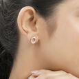 18KT Rose Gold Oval Swirl Diamond Stud Earrings,,hi-res view 3
