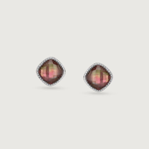 Mystic Glow Quartz Silver Stud Earrings