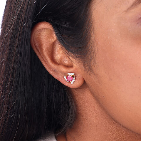 Ruby Rush Diamond & Gold Stud Earrings