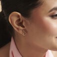 Sleek Fluid Gold Stud Earrings,,hi-res view 2